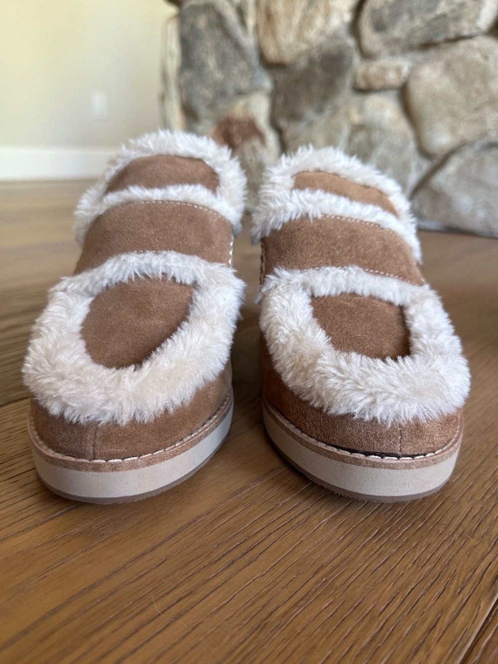 Donald Pliner Jackpot Brown Leather Faux Shearling Mule Size 8 - Picture 5 of 13